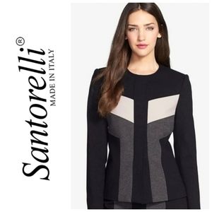 Santorelli Colorblock Collarless Blazer Jacket (6)